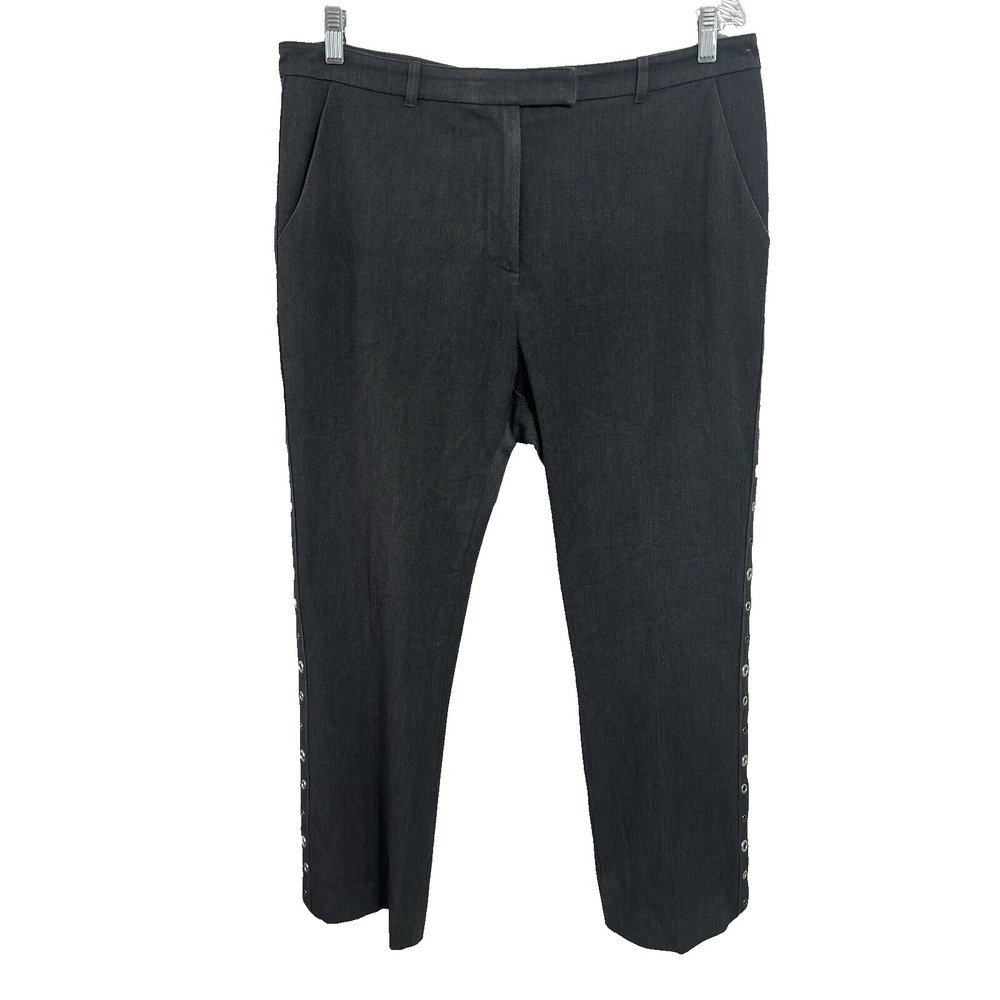St. John Sport Marie Gray Charcoal Gray Grommet Side Straight Leg Pants Size 16